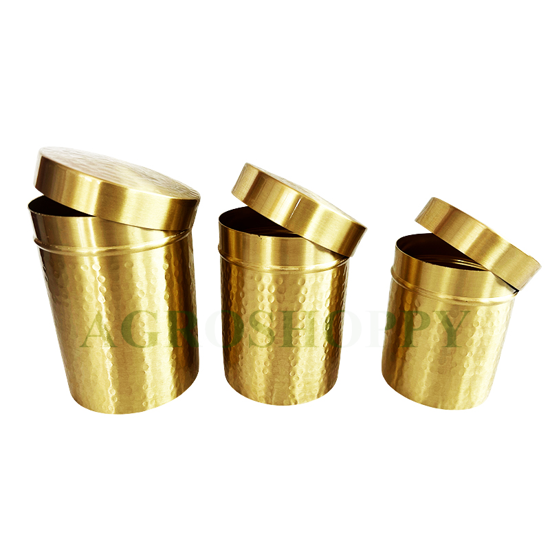 Premium Brass Tea, Sugar & Coffee Storage Container Set of 3 – Agroshoppy