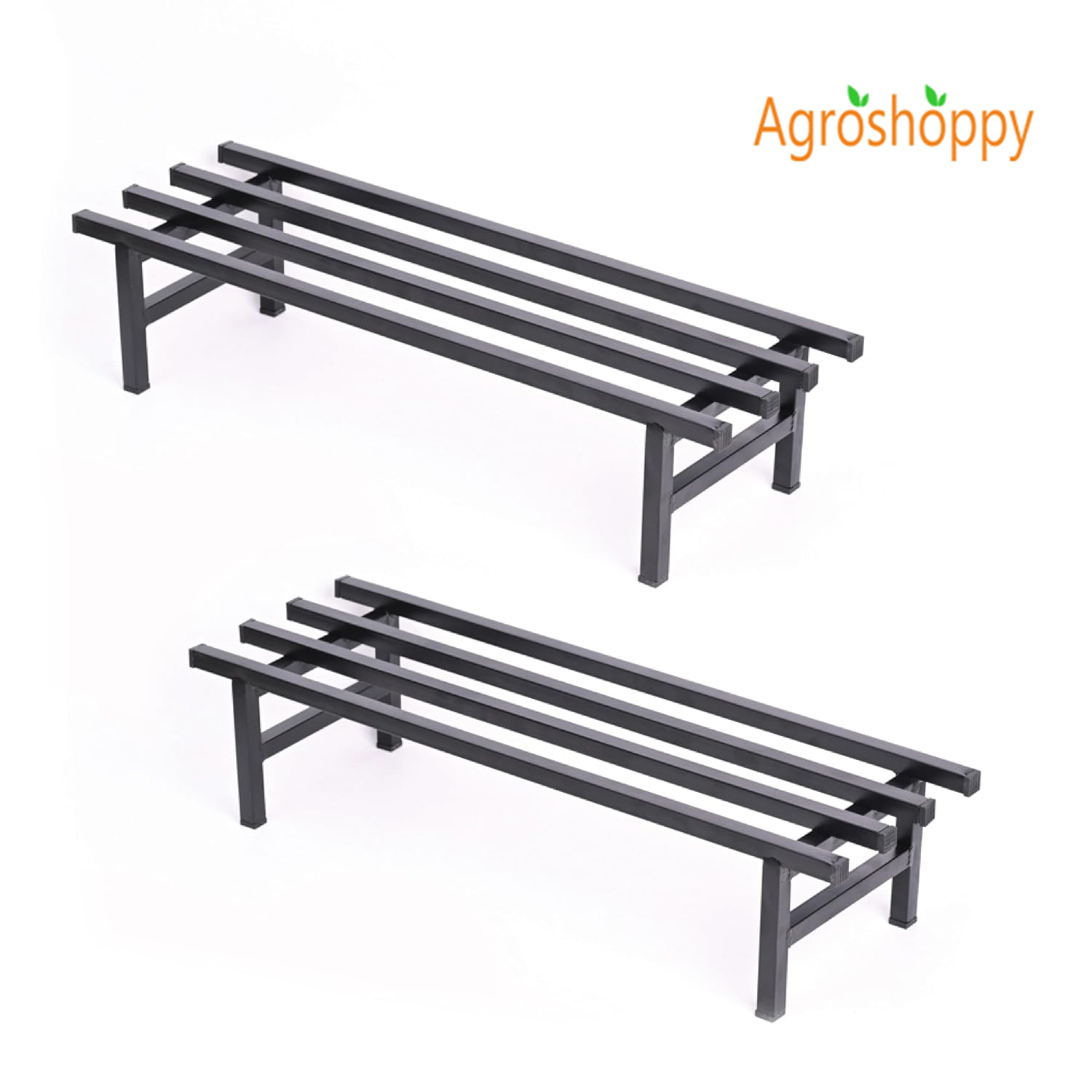 Agroshoppy Heavy-Duty Square Plant Stand (Set of 2) for Balcony, Home Decor, Indoor & Outdoor