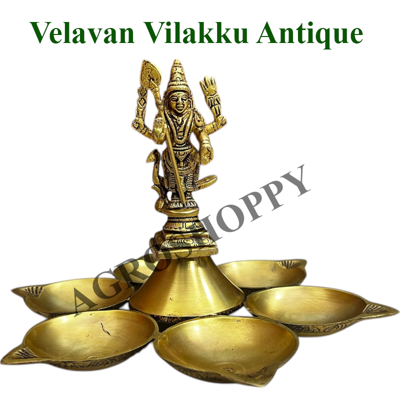 Velavan Vilakku Antique | Arumugam Vilakku 6 Inch Height - Agroshoppy
