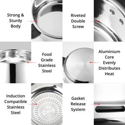 Sandwich Bottom SS Belly/Handi Cooker 3 Liter