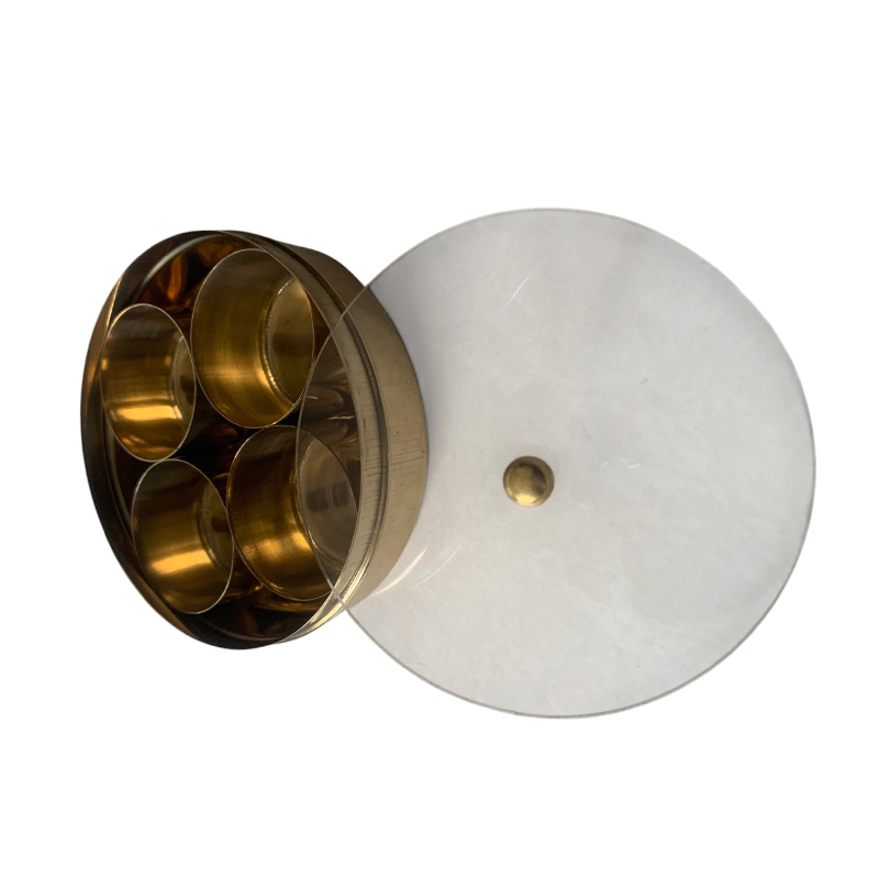 Brass Haldi Box with Inner Fiber Lid - Agroshoppy