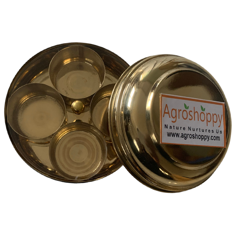 Brass Haldi Box with Inner Fiber Lid - Agroshoppy