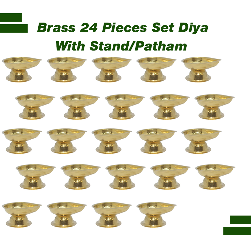 24 Pieces Brass Diya With Stand/Patham