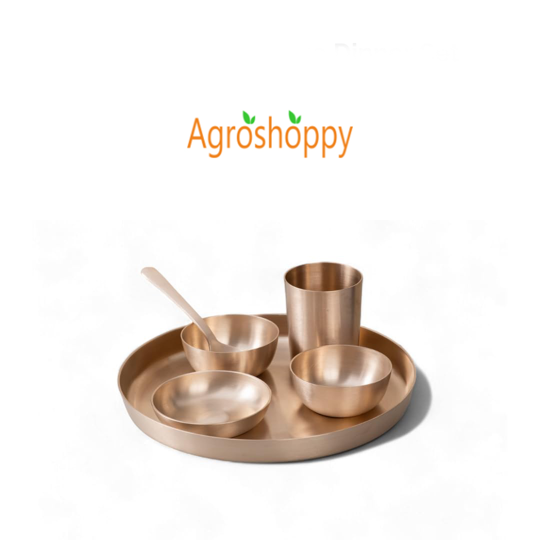 Pure Kansa Solid Thali Set (6-Pieces) | Matte Finish - Agroshoppy