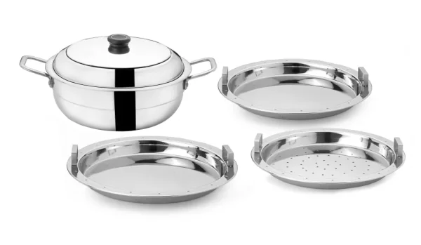 Triply Stainless Steel Multi Kadai - 7 Pcs  | Induction Friendly - Agroshoppy Usage or Packaging