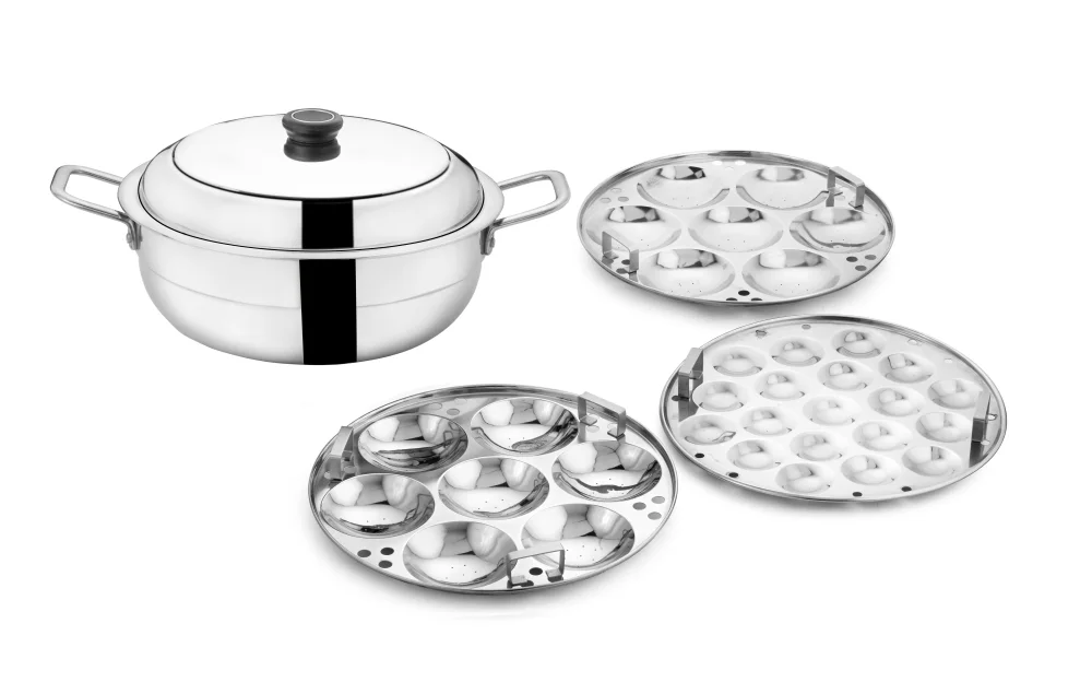 Triply Stainless Steel Multi Kadai - 7 Pcs  | Induction Friendly - Agroshoppy