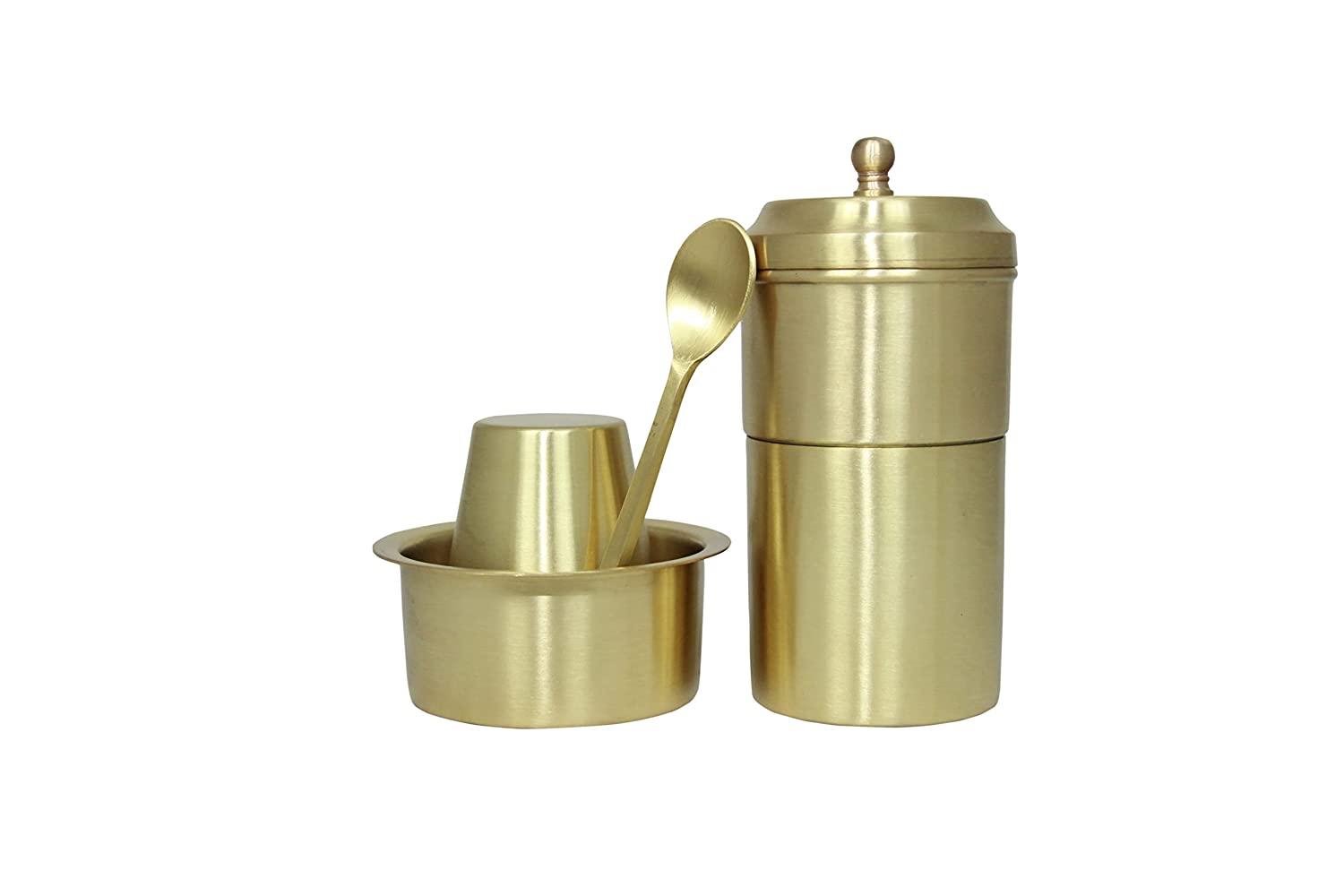 Brass Coffee Filter with Dabara Set and 1 Small Spoon