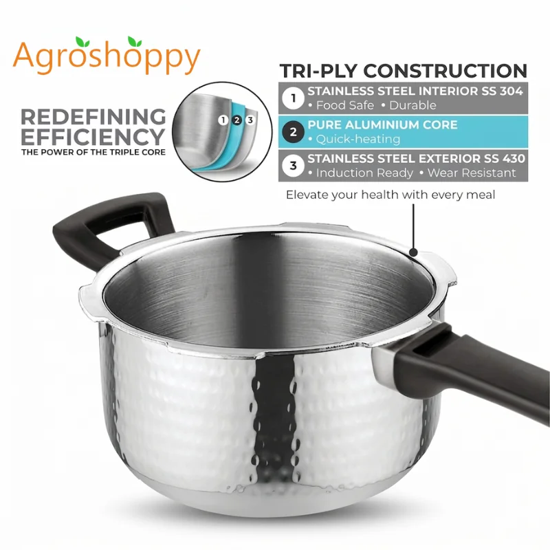 Hammered Triply Pressure Cooker - 1.5 Liter