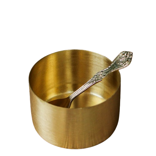 5 Inch Brass Masala Box Premium Matte Finish With Special Etching Design - AS004