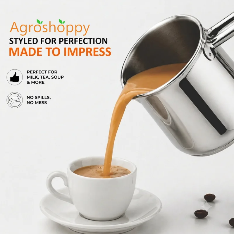 Stainless Steel Milk Pot with Glass Lid | Induction Compatible Milk Boiler