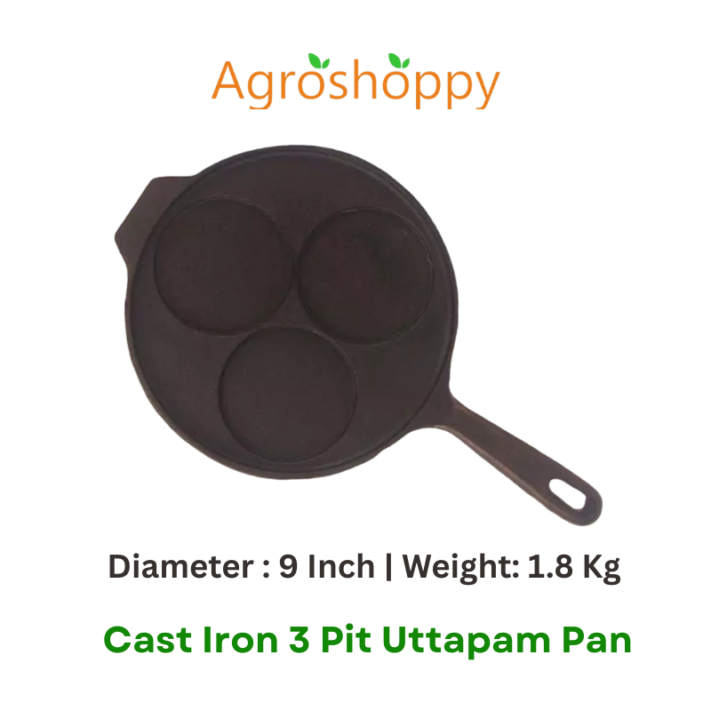 Cast Iron 12 Pit Paniyara Kal with Rings + 3 Pit Uttapam Pan - AS002