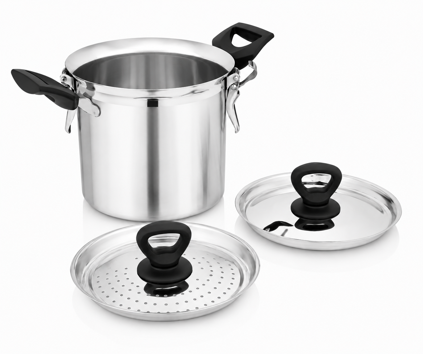 3 Liter Stainless Steel Multi Purpose Strainer pot with 2 lids