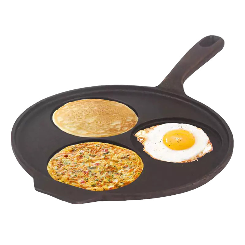 Cast Iron Uttapam/ Set Dosa Tawa, 3 Pit