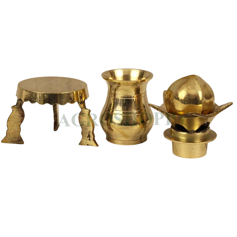 Brass Kalasam Set | Best for Pooja | Kalasam with chowki | Putrika Traditional Handcrafted - Agroshoppy