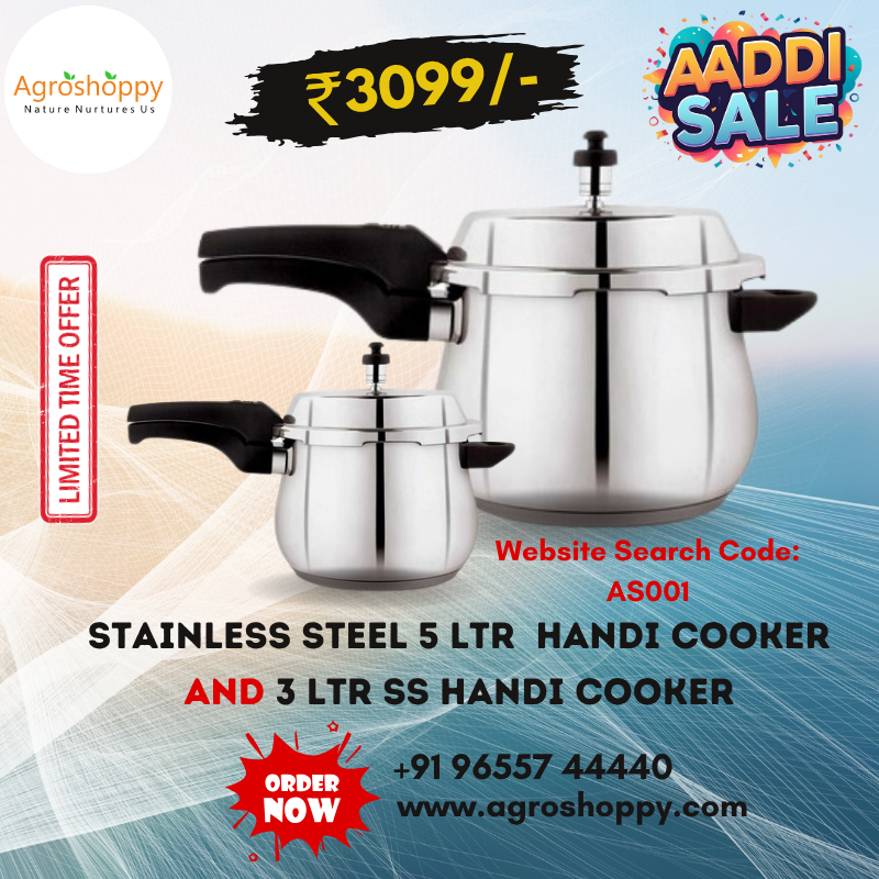 Stainless Steel Handi 5 LTR Cooker and 3LTR SS Handi Cooker - AS001