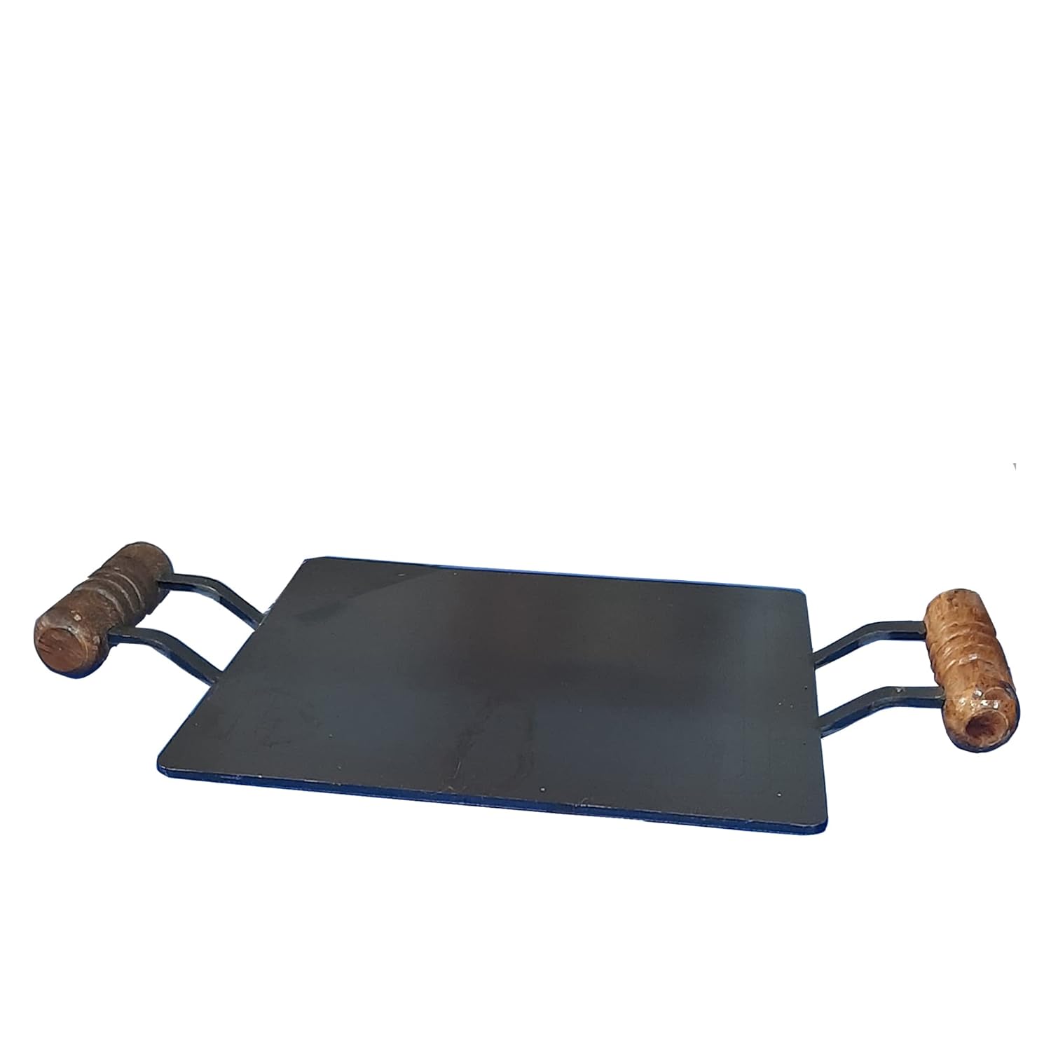 Sheet Iron Square dhosa tawa with Double Side Wooden Handle 11 inch - AS005