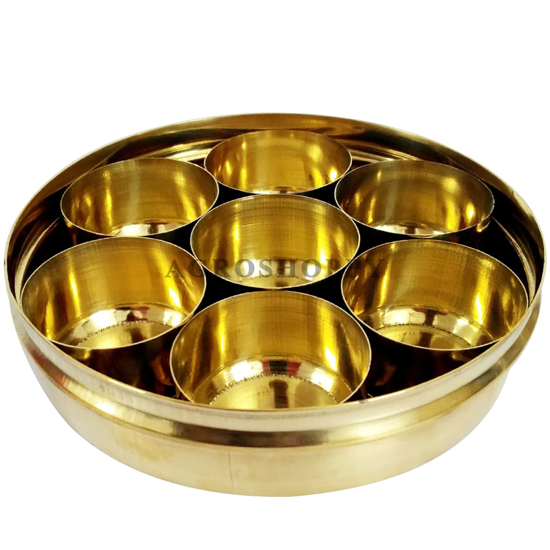 Brass Haldi Box Set 5 Inch With Transparent Lid For Pooja