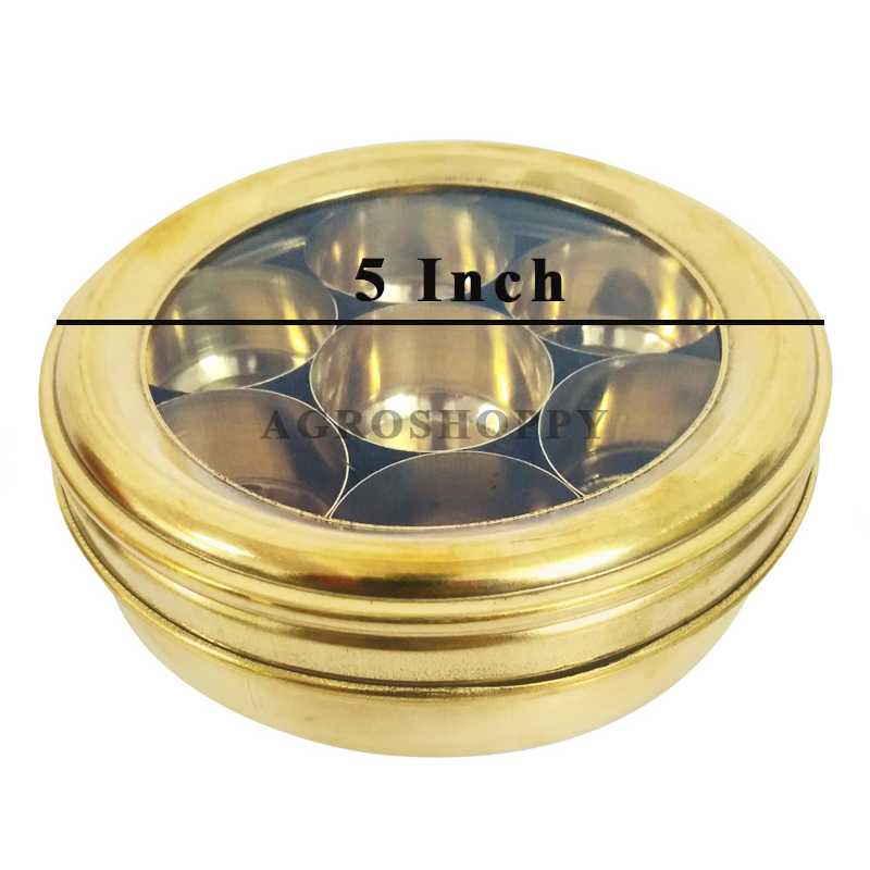 Brass Haldi Box Set 5 Inch With Transparent Lid For Pooja