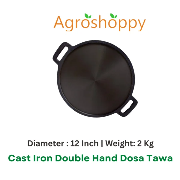 Cast Iron 12 inch Tawa Double Handle and Cast Iron Appam Pan 8.5 Inch