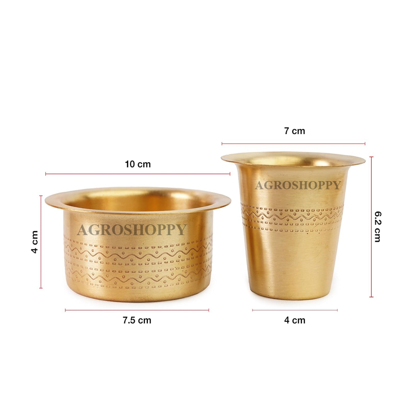 Traditional Brass Special Etching Dabara Set of 6 - Agroshoppy