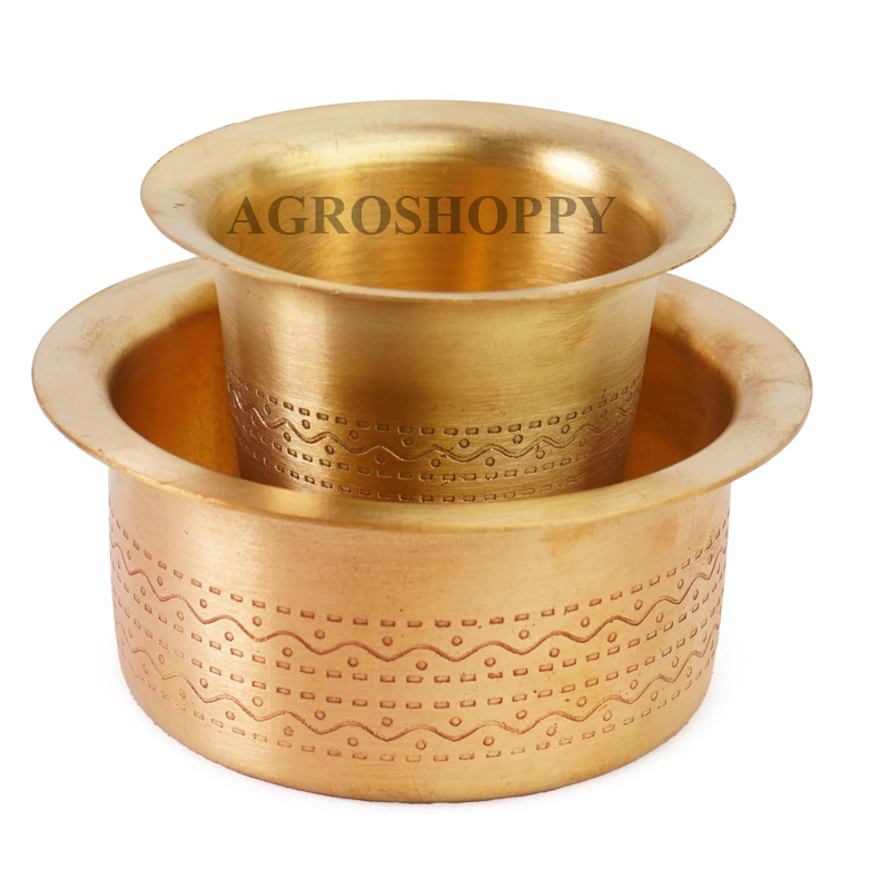 Traditional Brass Special Etching Dabara Set of 6 - Agroshoppy