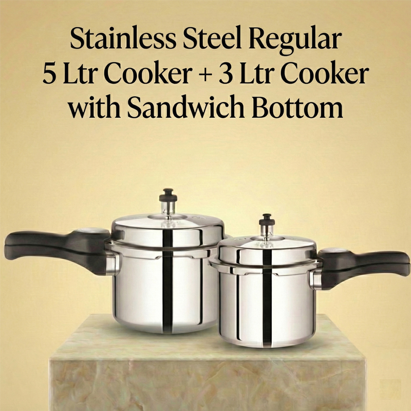 Stainless Steel Regular 5 LTR Cooker and 3LTR SS Regular Cooker