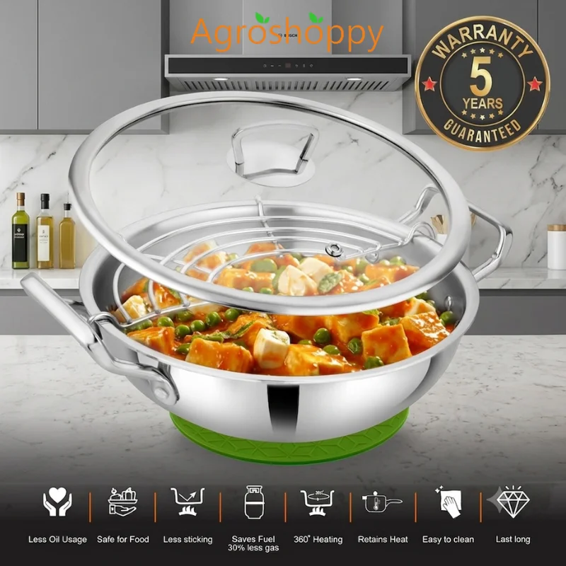 Triply Mini Fry Pan | Triply Small Fry Pan for Egg, Omelette & Snacks | Agroshoppy