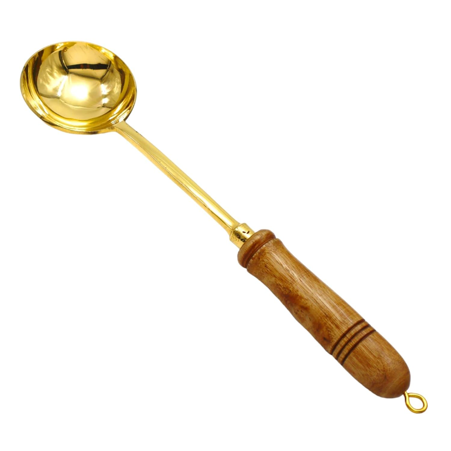 Brass Lead Free Ladle with Wooden Handle - Agroshoppy
