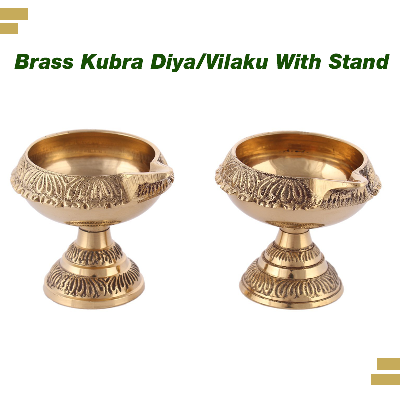 Brass Kuber Vilakku/Diya with Stand Set of 2